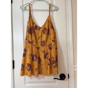 Torrid Gold Paisley Print Sleeveless Top Stretch Waist Adjustable Size 3